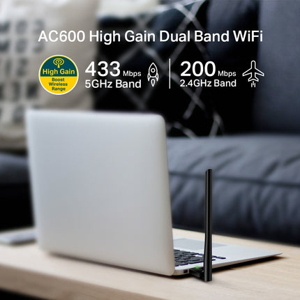 ADAPTADOR TP-LINK T2U PLUS AC600 HIGH GAIN DUAL BAND WIRELESS USB