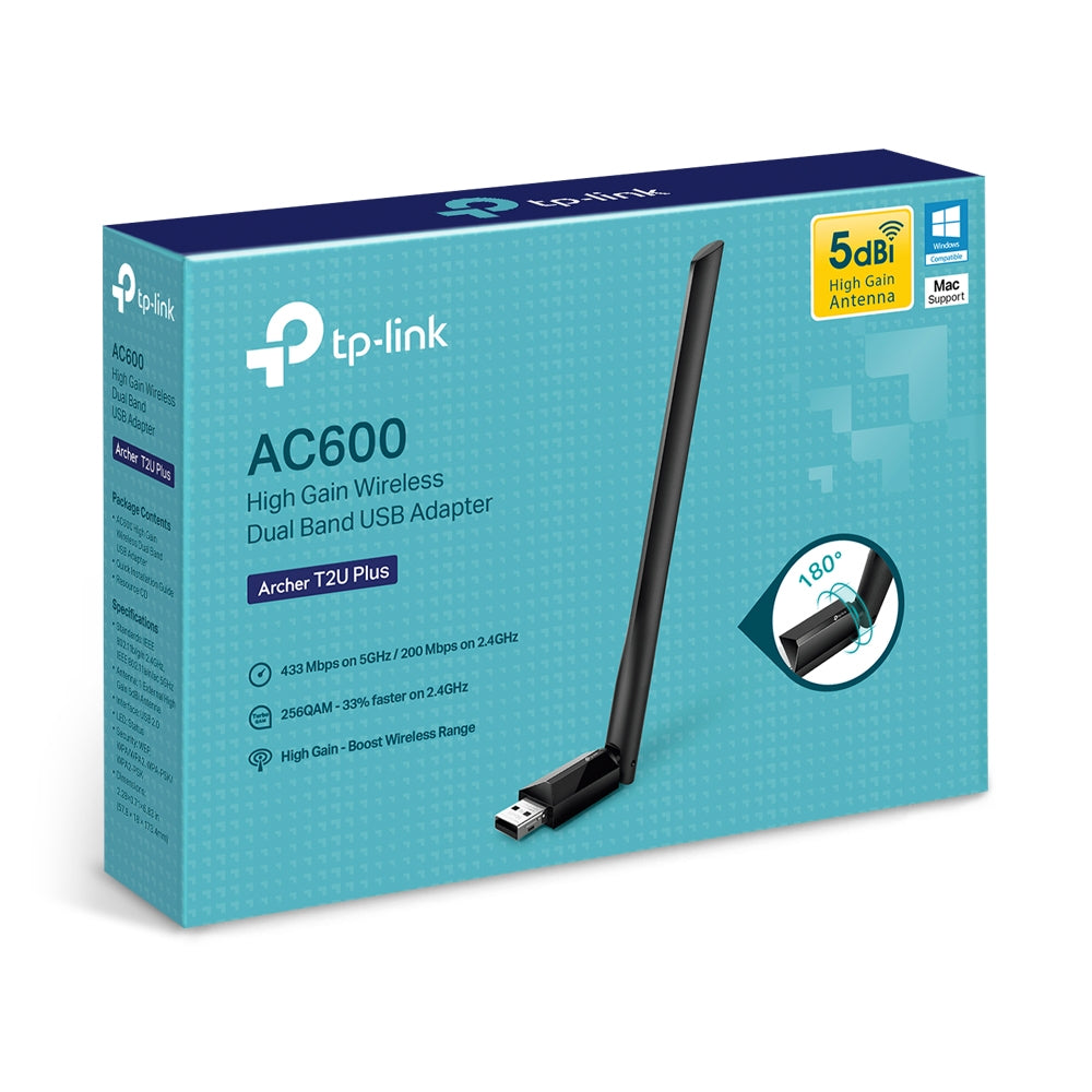 ADAPTADOR TP-LINK T2U PLUS AC600 HIGH GAIN DUAL BAND WIRELESS USB