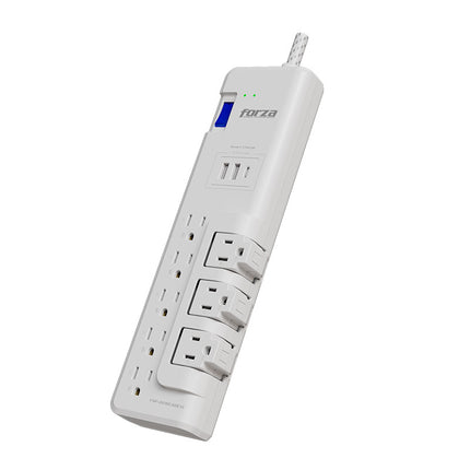 Protector tensión 1625W/2700J, 8 slds, 3-Giratorias, 2-USBA, 1-USBC, 120V/240V