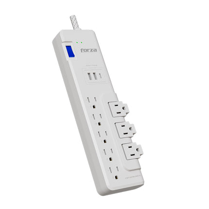 Protector tensión 1625W/2700J, 8 slds, 3-Giratorias, 2-USBA, 1-USBC, 120V/240V
