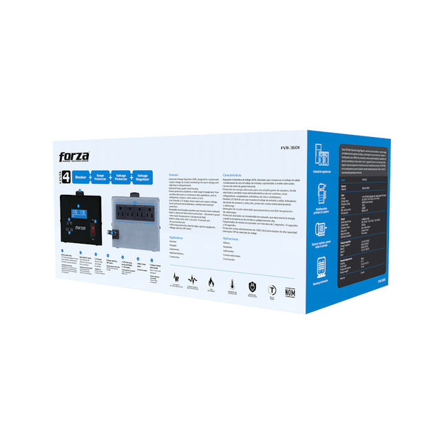 Regulador FVR-3601 forza 1800W Automático de Voltaje 3600VA 4 NEMA 5-15R