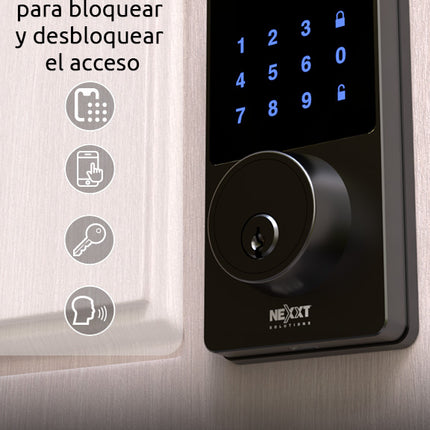 Cerradura inteligente con conexión Wi-Fi NHS-D100 color negro MM106NXT56