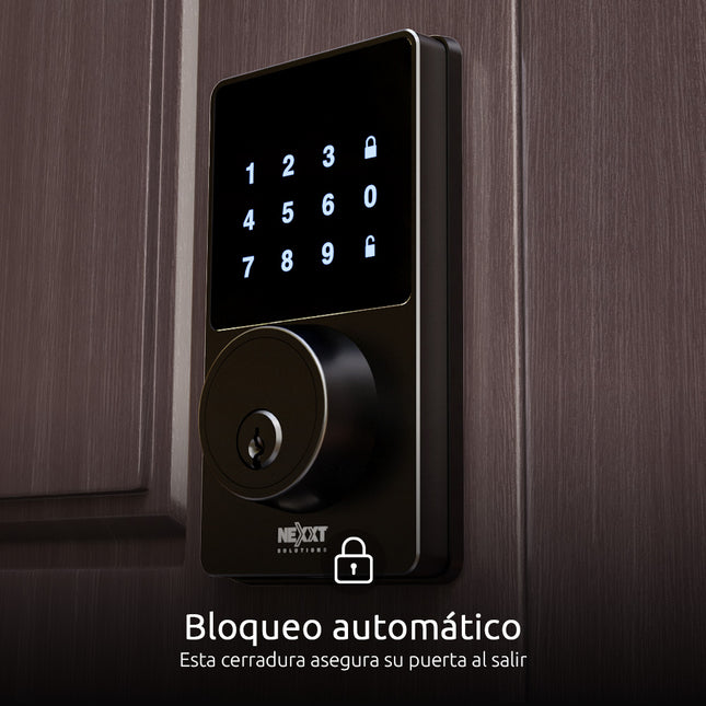 Cerradura inteligente con conexión Wi-Fi NHS-D100 color negro MM106NXT56