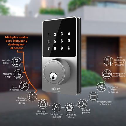 Cerradura inteligente con conexión Wi-Fi NHS-D100 color Acero inoxidable MM106NXT57