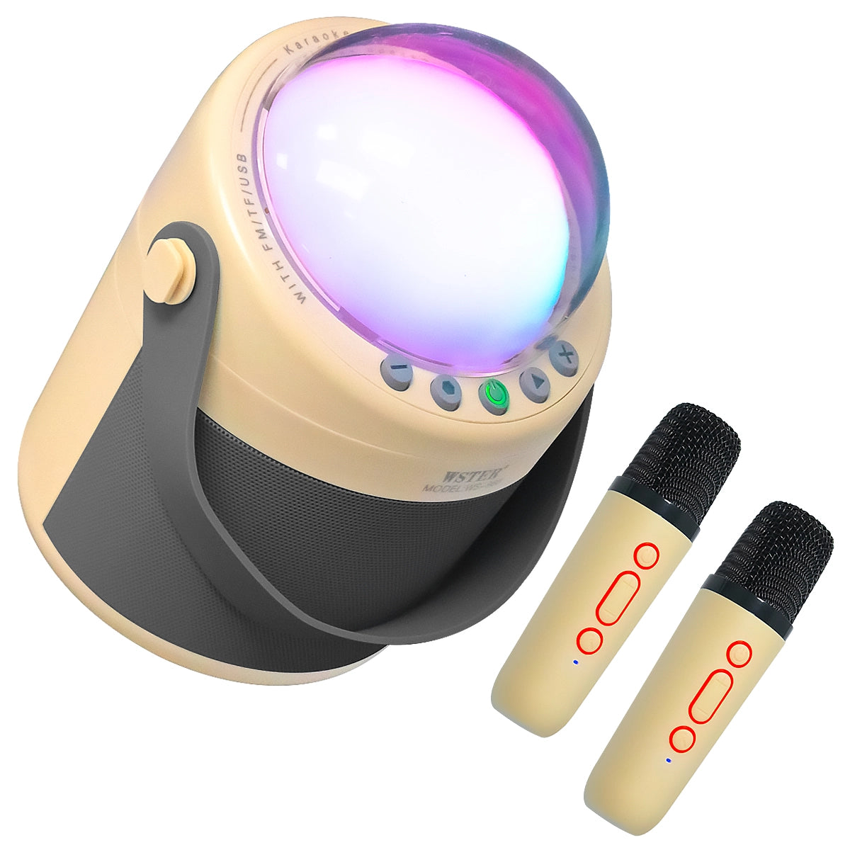 PARLANTE KAROKE DINAMIC LIGHT WIRELESS 2MIC WS-960 BAIGE