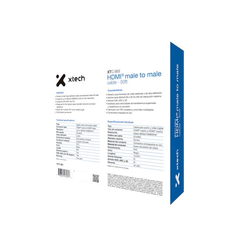 Cable con conector HDMI® macho a HDMI® macho