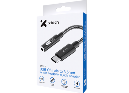 Adaptador USB-C® macho a conector 3,5mm hembra para audífonos XTC-509
