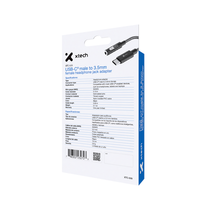 Adaptador USB-C® macho a conector 3,5mm hembra para audífonos XTC-509