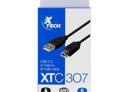 CABLE USB TIPO B - TIPO A 2.0 MALE A BMALE XTC-307 XTECH