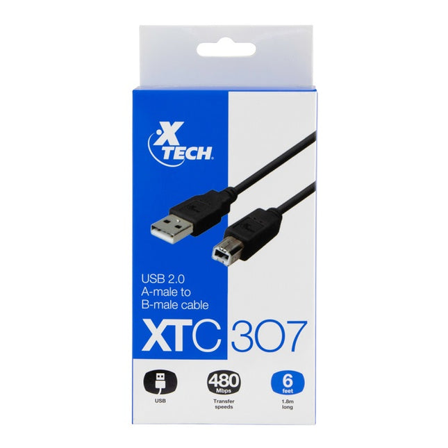 CABLE USB TIPO B - TIPO A 2.0 MALE A BMALE XTC-307 XTECH