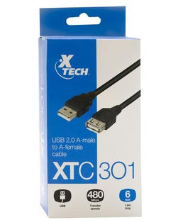 CABLE USB HEMBRA A MACHO 1.8m XTC301  USB 2.0 Xtech
