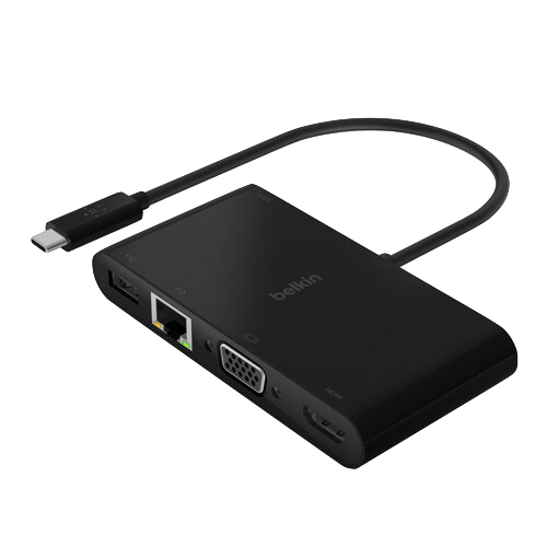 Adaptador USBC Multimedia y carga Gigabit Ethernet/HDMI/VGA/60W BELKIN