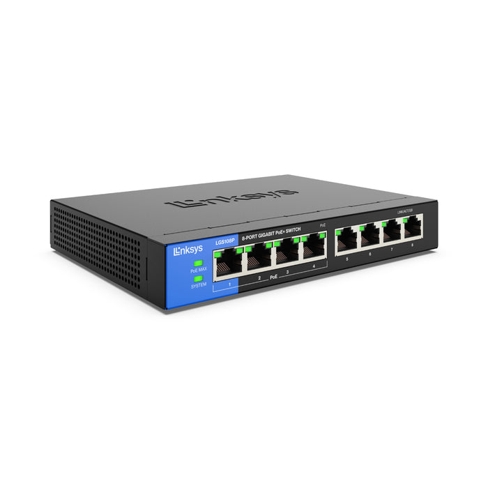 Switch 8 puertos Linksys LGS108P 4Gigabit + 4POE Sin gestionar