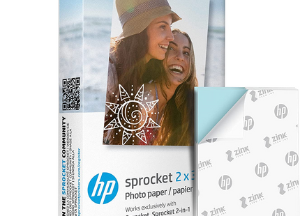 Papel Fotográfico con parte posterior adhesiva 2 x 3 pulgadas 20 hojas  HP ZINK