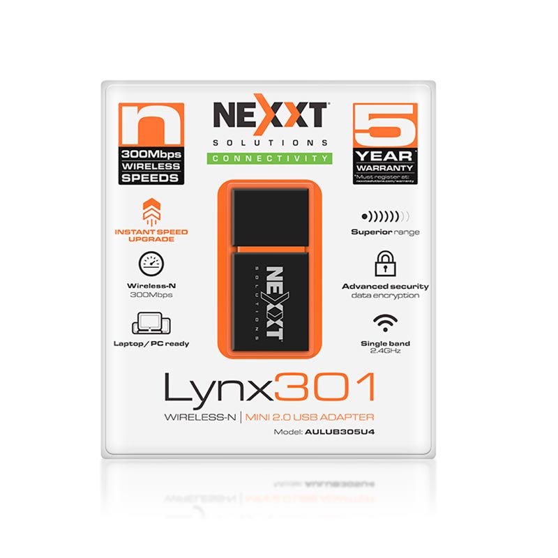 Adaptador Wireless USB Lynx301 300Mbps AULUB305U4 NEXXT
