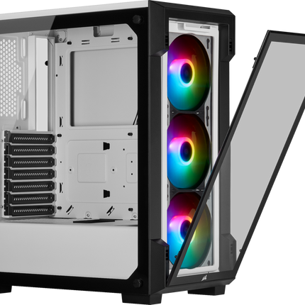 Chasis inteligente semitorre con cristal templado iCUE 220T RGB, blanco CC-9011191-WW