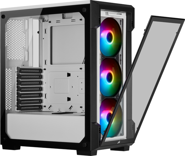 Chasis inteligente semitorre con cristal templado iCUE 220T RGB, blanco CC-9011191-WW