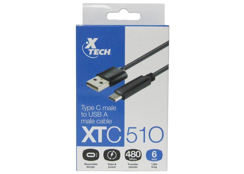 Image of Cable con conector  XTC-510 USB-C (M) reversible a USB (M) XTECH