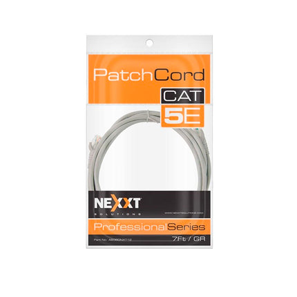 Cable Patch Cord Cat5e (7 pies 2.1 metros)  GRIS moldeado trenzado Nexxt AB360NXT12