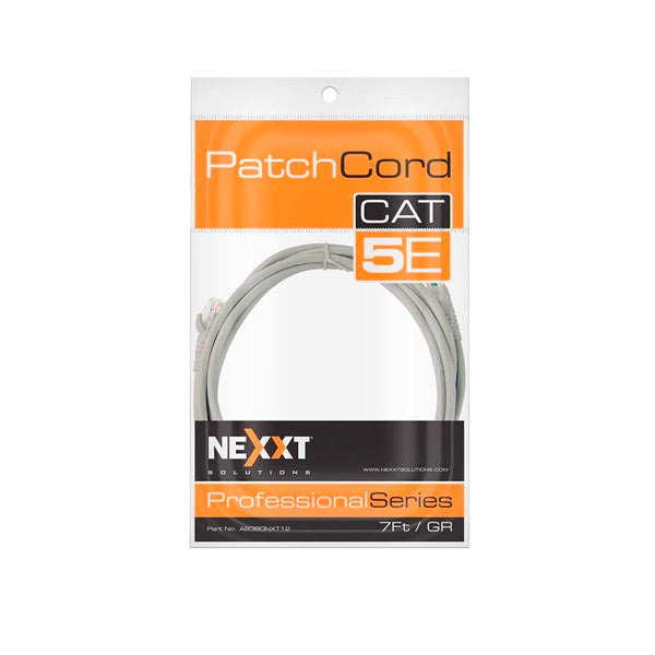 Cable Patch Cord Cat5e (7 pies 2.1 metros)  GRIS moldeado trenzado Nexxt AB360NXT12