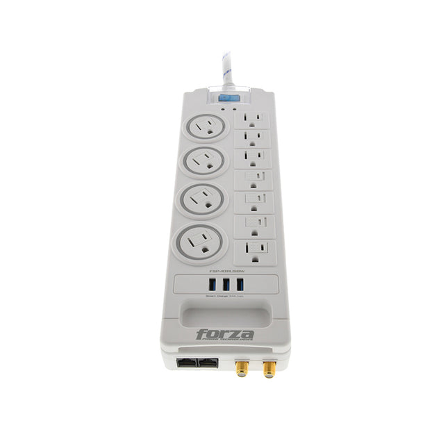 Protector tensión 1750W 11 salidas (USB RJ45 y coaxial) 120V/240V FSP-1011USBW