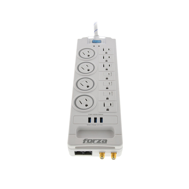 Protector tensión 1750W 11 salidas (USB RJ45 y coaxial) 120V/240V FSP-1011USBW
