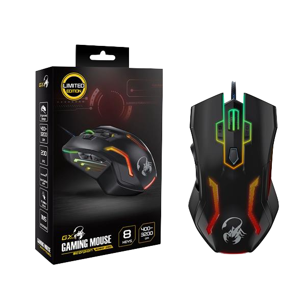RATÓN GAMING SCORPION Spear Pro Gaming USB Black  GENUIS