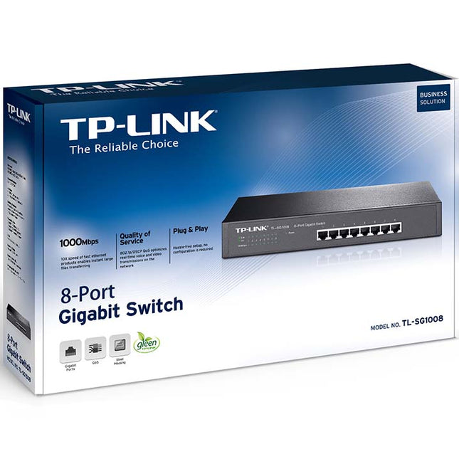Switch con Base de Montaje / de Escritorio de 8 Puertos Gigabit TL-SG1008 TP LINK