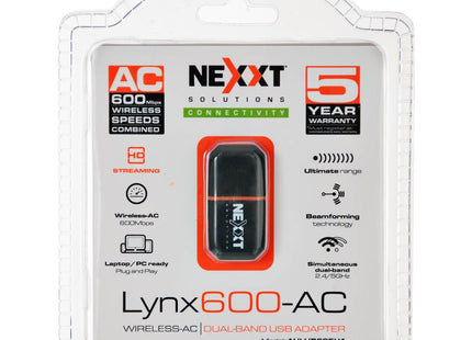 Adaptador Wireless Lynx600AC  Doble Banda 600Mbps AULUB 605U1 NEXXT