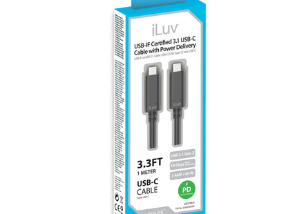 Cable usbc-usbc 3.3 Ft. DATOS y CARGA Cable Negro ILUV  ICB57BLK