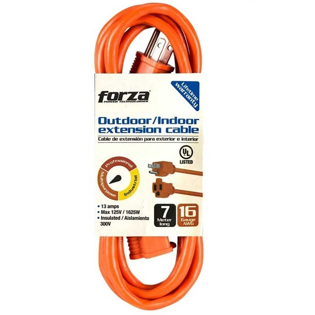 CABLE DE PODER EXTENSIÓN 16AWG 7m 22.9ft 110V OR NEMA515 FORZA FOC-1125OR