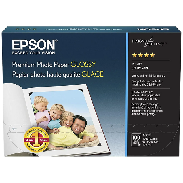 Papel PREMIUM Epson 100 hojas  GLOSSY BORDER LESS 4X6 100U