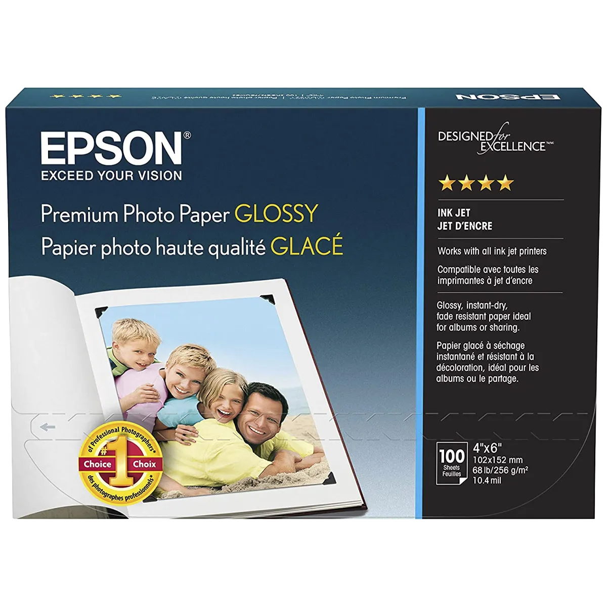 Papel PREMIUM Epson 100 hojas  GLOSSY BORDER LESS 4X6 100U