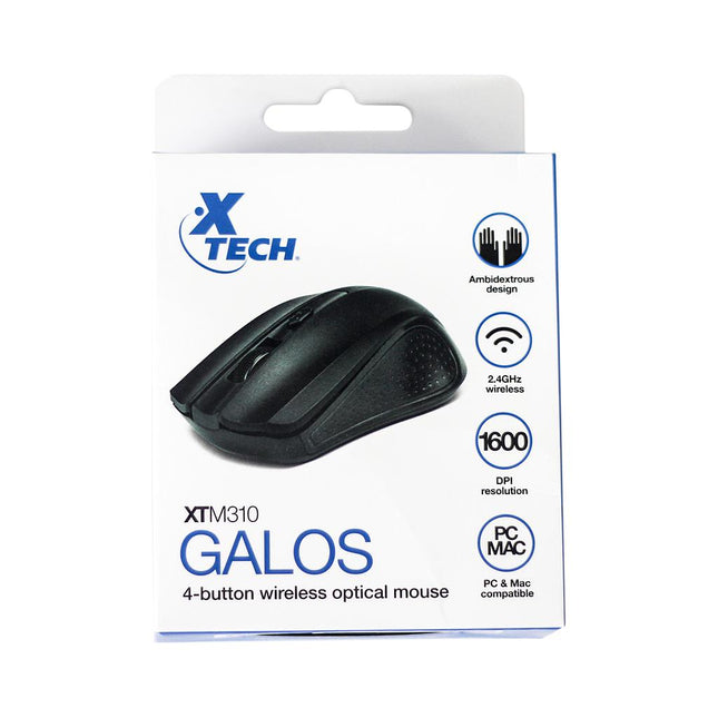 Ratón Inalámbrico 2.4 GHz 4button 1600dpi Black XTM310BK galos  XTECH