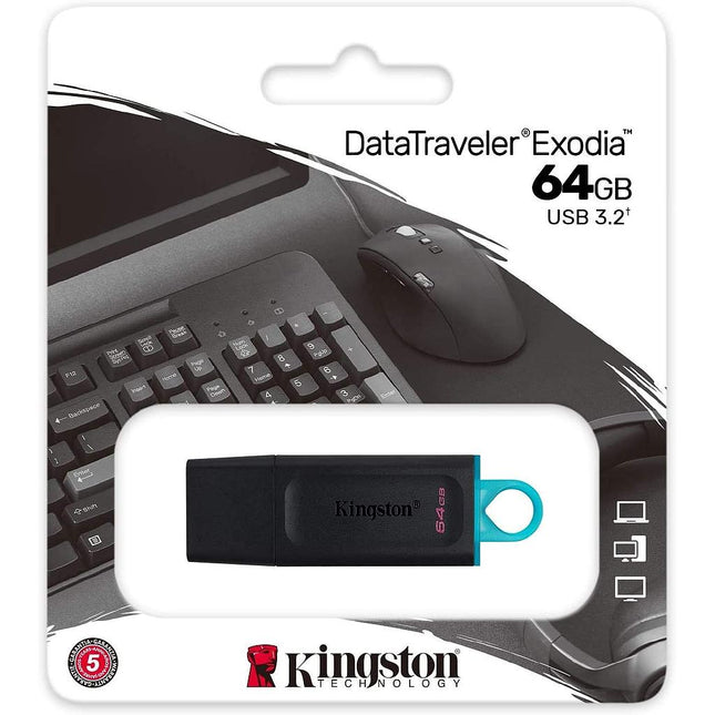 Memoria Flash 64GB USB3.2 Gen 1 Exodia Black Teal DTX/64GB Kingston