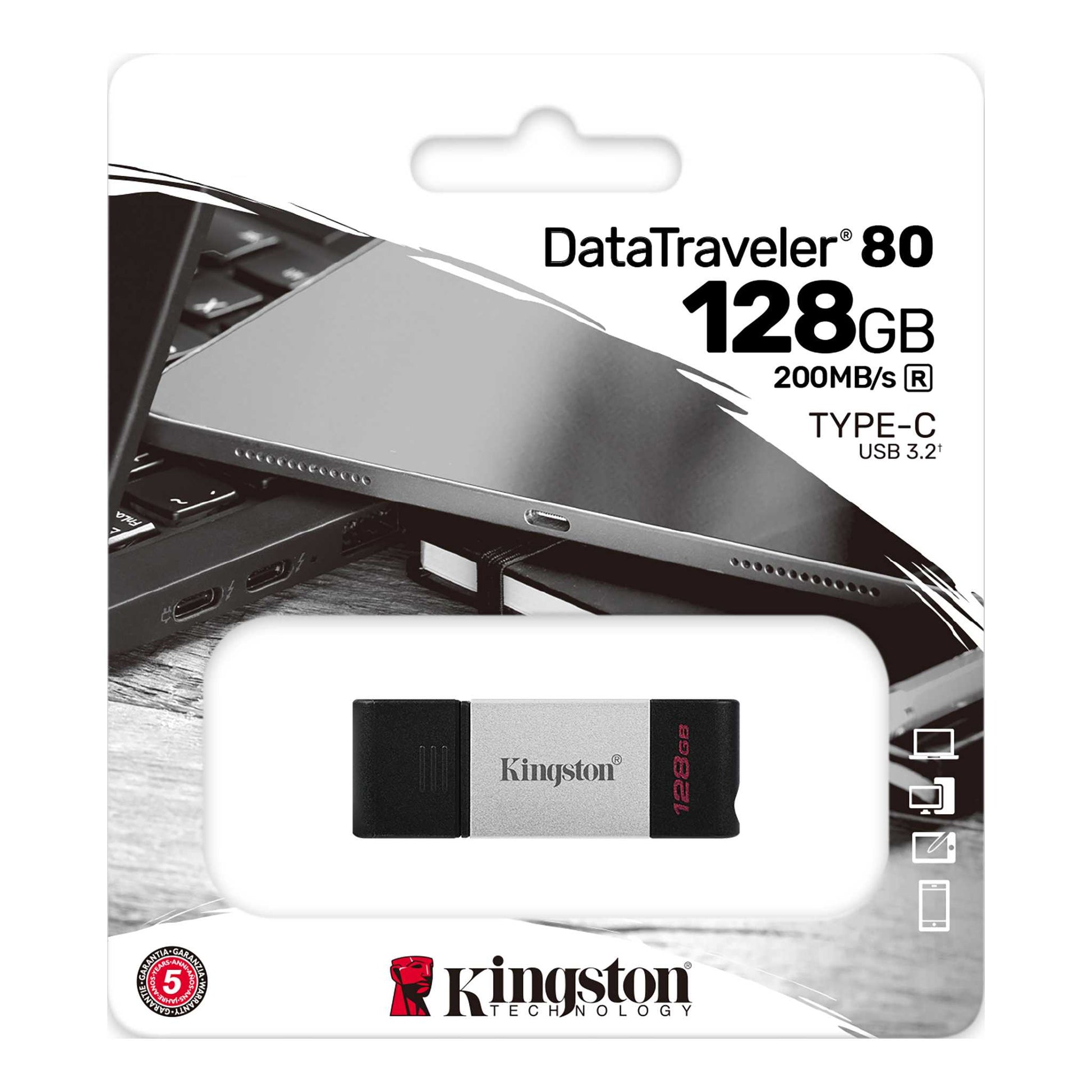 Memoria Flash 128GB USBC 3.2 Gen 1 DataTraveler 80  KINGSTON