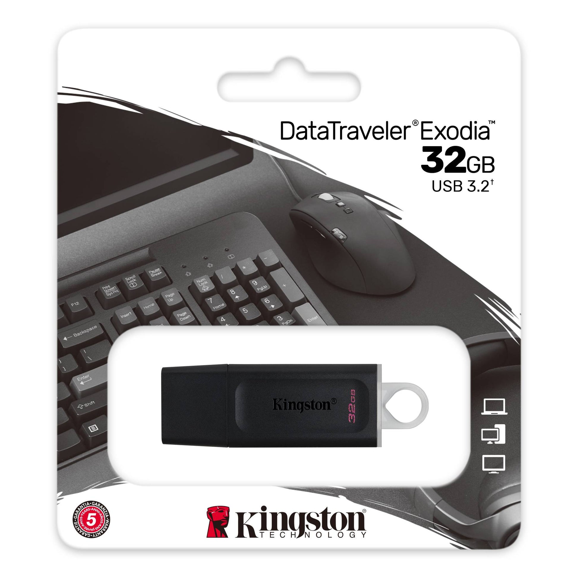 MEMORIA USB FLASH 32GB USB3.2 Gen 1 Exodia Black white KINGSTON DTX/32GB
