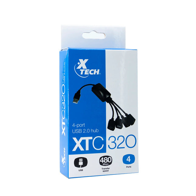 Cable Hub USB 2.0 4 pt XTC320 HiSpeed XTECH